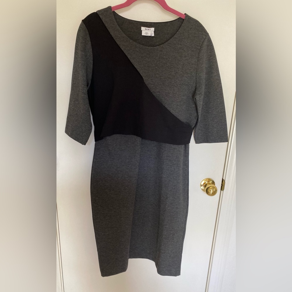 DKNY Dark Heather Grey Keyhole Dress